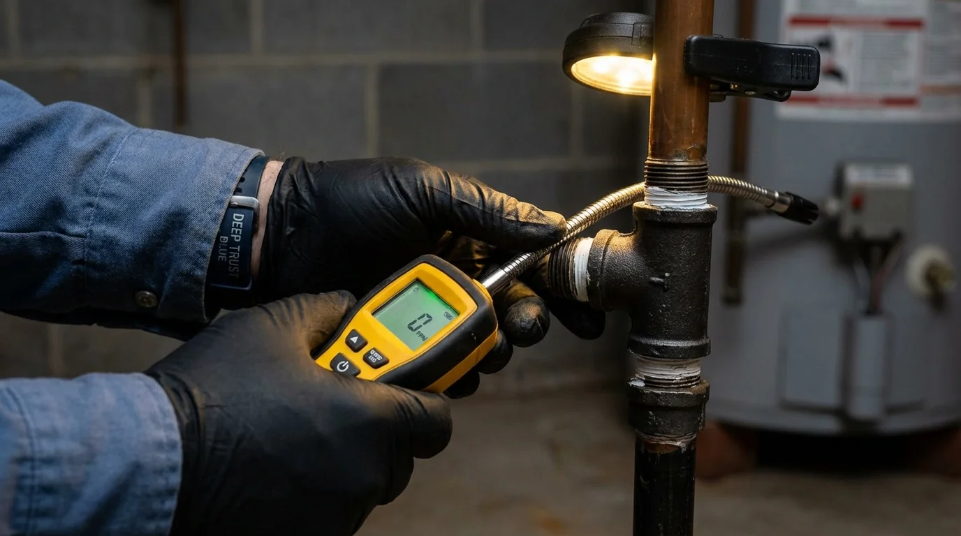 Gas leak detection with electronic sniffer by Johns Plumbing LLC in Mayo